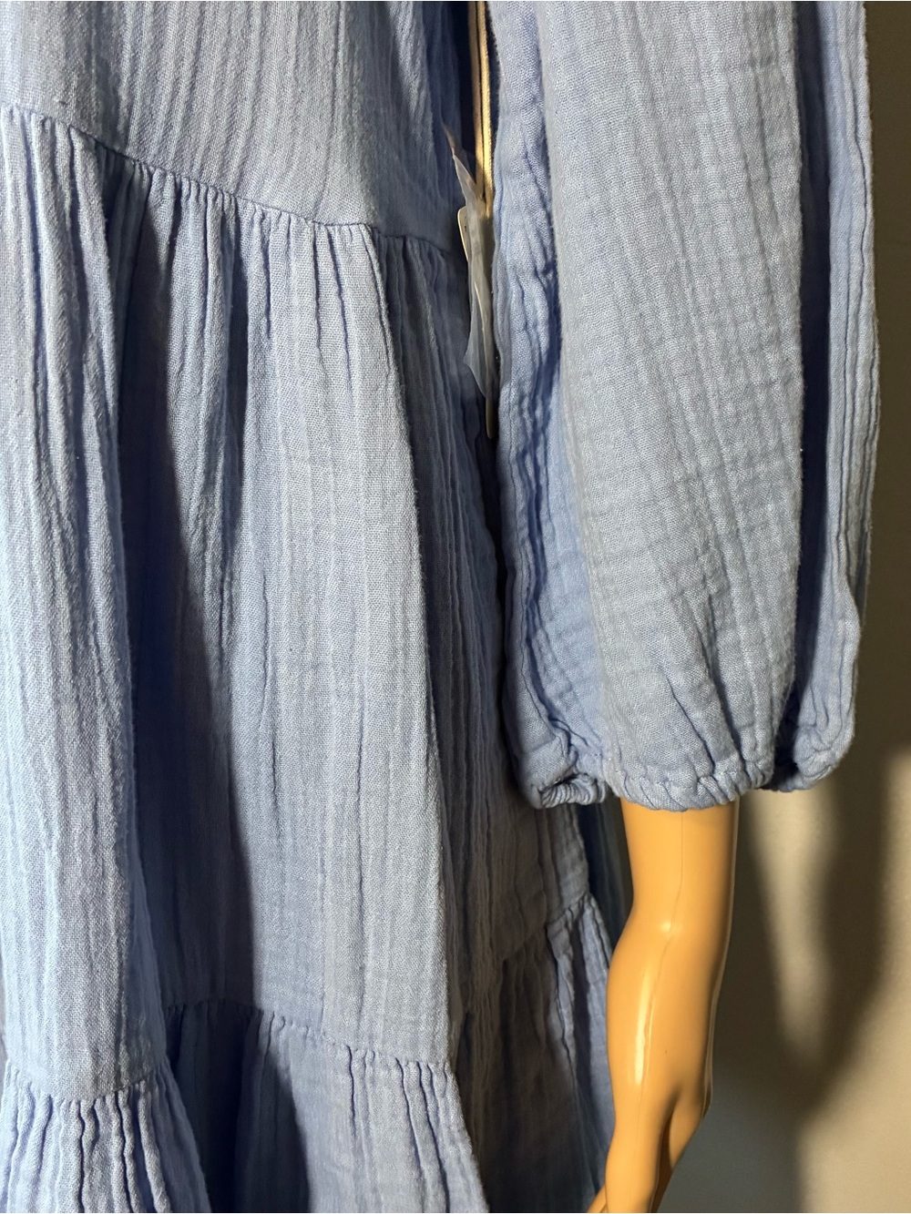 a.n.a. Women's Dress Size PM Light Blue Fit & Flare 1/2 Button Closure Pullover - Picture 8 of 8